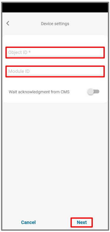 Enter Object ID and Module ID